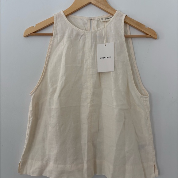 EVERLANE NW The Linen High Neck Tank Sz 8 Natural Minimalist Coastal Earthy - Picture 10 of 10